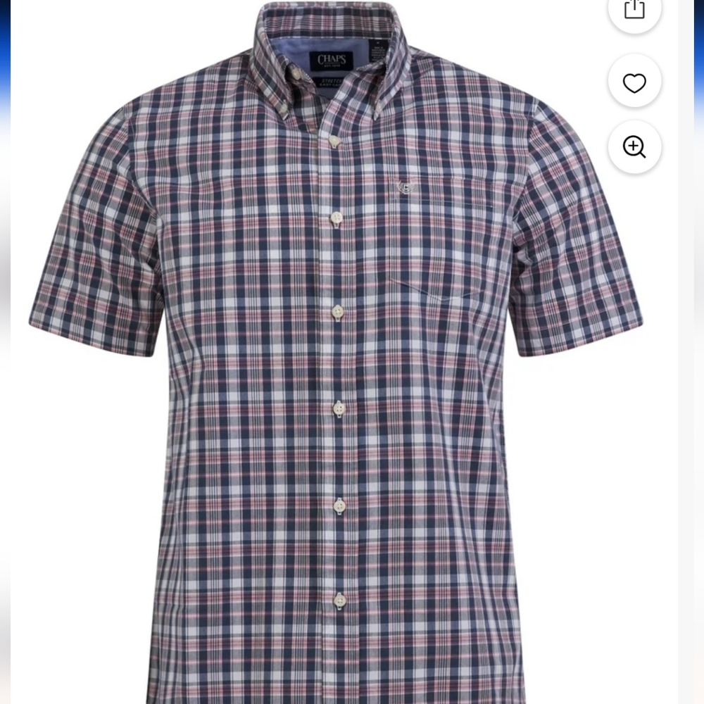 Chaps Mens Short Sleeve Button Down Size Small